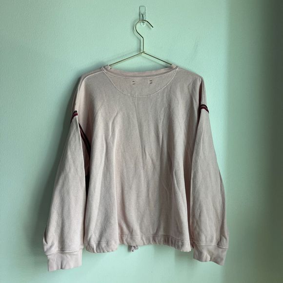 Xirena Women's Side Stripe Tie Hem Sweatshirt in Pink Size LARGE - Picture 3 of 5